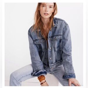 NWT Madewell The Boxy-Crop Jean Jacket in Woodcourt Wash
